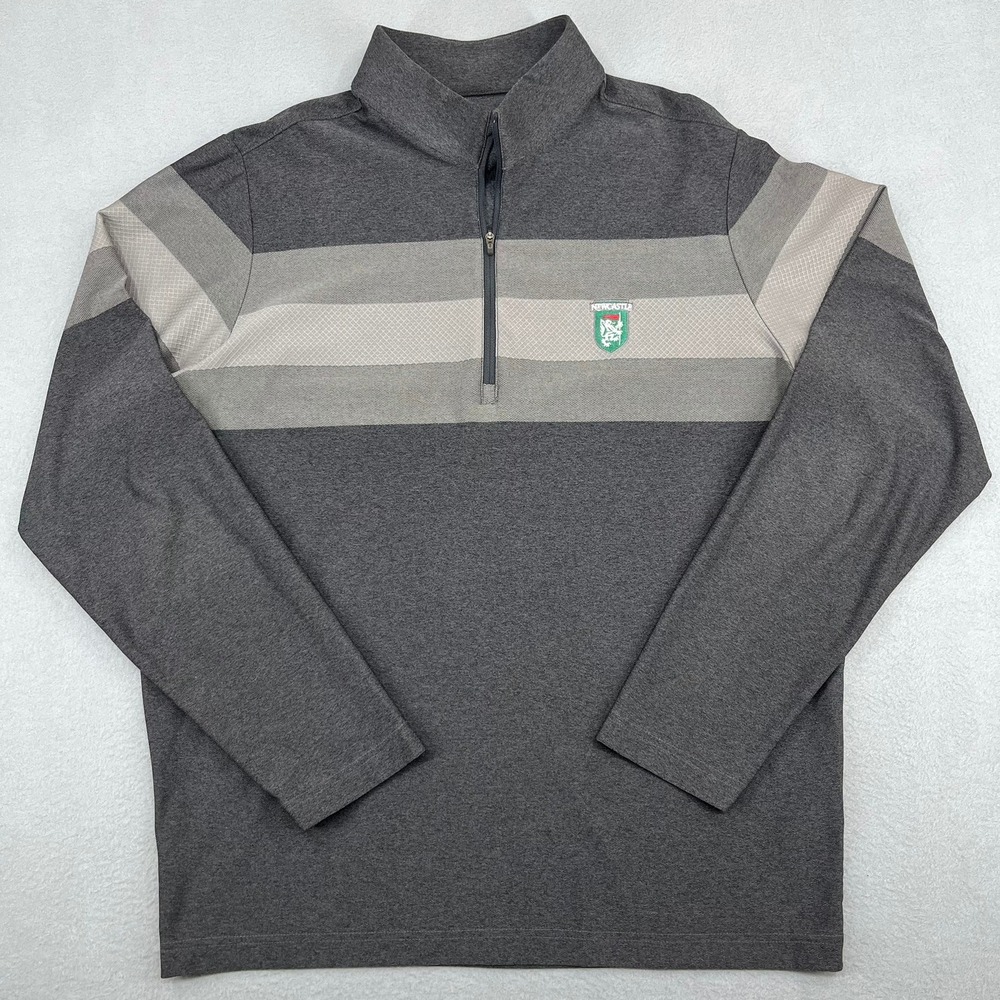Antigua Mens Newcastle Golf Quarter Zip Pullover Grey Striped Size L